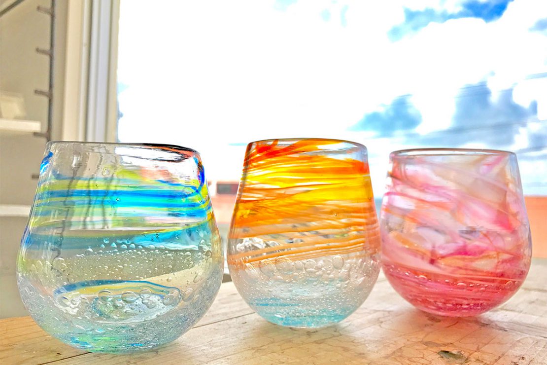 琉球吹きガラス体験で作るグラス例