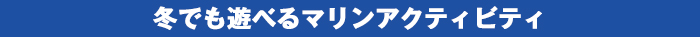 冬でも遊べるマリンアクティビティ