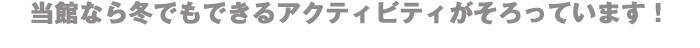 当館なら冬でもできるアクティビティがそろっています！