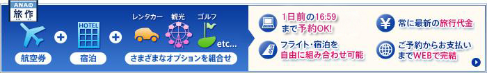 ご出発の前日から起算して3日前まで予約OK 10日前までがおトク！　旅作（タビサク）の詳細はこちら